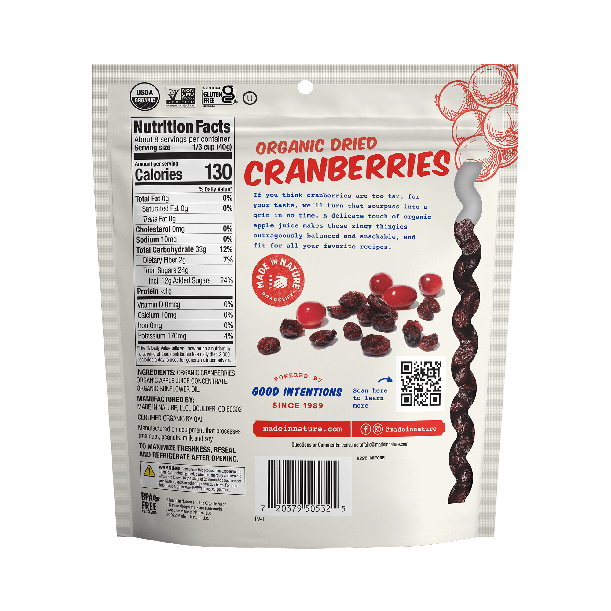Great Value Sweetened Dried Cranberries, 24 OZ